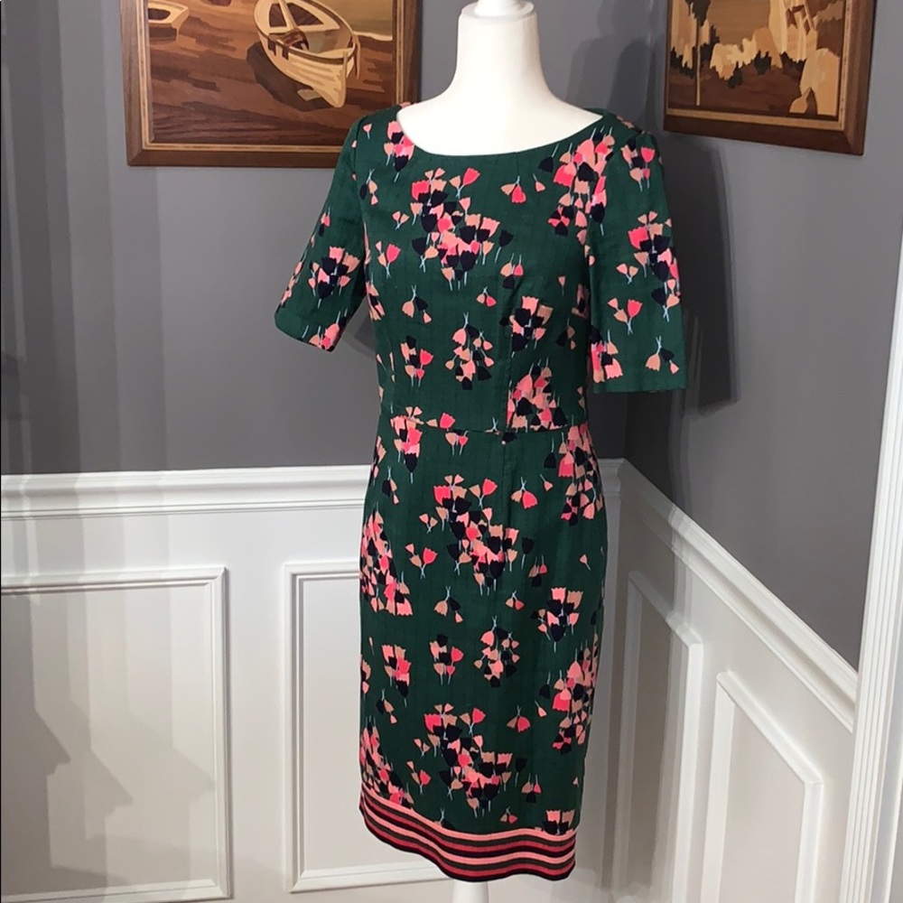 Boden green textured cotton dress